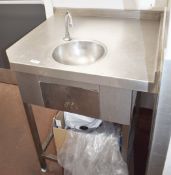 1 x Knee-Operated Stainless Steel Handwash Station - Dimensions: W80 x D70 x H90cm - From a