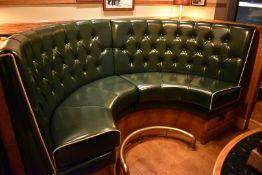 1 x Restaurant C-Shape Seating Booth In Green, With Faux Leather Upholstery With Buttoned High Backs