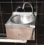 1 x Knee-Operated Stainless Steel Handwash Station - Dimensions: W30 x D30 x H18cm