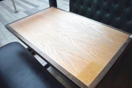 1 x Rectangular Restaurant Table - Seats Upto 4 Persons - Two Tone Wooden Top and Cast Iron Bases