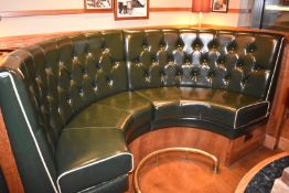 1 x Restaurant C-Shape Seating Booth In Green, With Faux Leather Upholstery With Buttoned High Backs