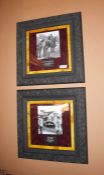 2 x Wall Pictures Depicting Historical American/British Adventurers in Ornate Frames Size: 50x50cms