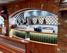 6 x Food Warming Heat Lamps On A Curved Mounting Bracket, For Passthrough Gantry Server Areas - Ref: