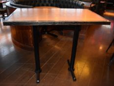 1 x Rectangular Restaurant Poser Table - Seats Upto 4 Persons - Two Tone Wooden Top & Cast Iron Base