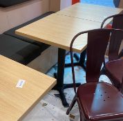 1 x Light Maple Coloured Wooden Top Square Dining Table With Metal Leg - Approx. 600Mm - Ref: BGC056