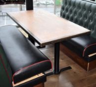 1 x Rectangular Restaurant Table - Seats Upto 4 Persons - Two Tone Wooden Top and Cast Iron Bases