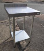 1 x Stainless Steel Prep Bench with Upstand and Shelf - 60cm (W) x 59.5cm (D) x 97cm (H) - JMCS106 -