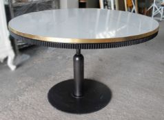 1 x Specially Commissioned Industrial-Style Marble-Topped Large 127cm Round Bistro Table
