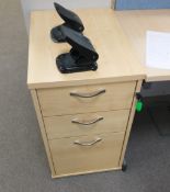 1 x Desk Height Three Drawer Office Pedestal With Grey Finish and Beech Top - Dimensions: 620 x
