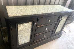 1 x Sideboard Cabinet in Black Featuring a Broken Glass Mosaic Finish