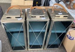 1 x Decorative Silver Display Cases With Glass Door Leather Handles - Dimensions (mm): 300x300x800