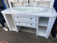 1 x Bespoke Bathroom Unit Featuring a Large Washbasin, Chrome Mixer Tap, Mirror, Storage Cabinets,