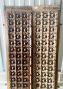 1 x Pair of Medieval Style Solid Oak Carved Wood Doors With Metal Work