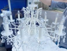 1 x Chandelier Featuring 12 Candle Lights, Ivory Finish and Glass Crystals
