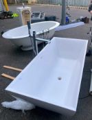 1 x Contemporary Porcelain Bath With Chrome Freestanding Bath Filler With Shower Head
