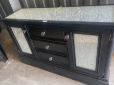 1 x Sideboard Cabinet in Black Featuring a Broken Glass Mosaic Finish