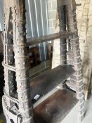 1 x Medieval Style Bookshelf With Carved Wood Curved Posts