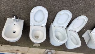10 x Various Wall Hung Toilet Pans and Bidets With Seats Brassware - From a Luxury London Property