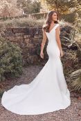 1 x Justin Alexander 'Anastasia' Mikado Trumpet Gown With Pleated Bodice - UK Size 16 - RRP £1,080