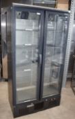 1 x Gamko MG/500G Upright Two Door Drinks Chiller - Dimensions: H180 x W92 x D54 cms - CL740 -