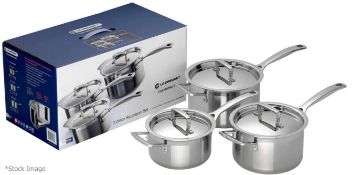 Set Of 3 x LE CREUSET 3Ply Stainless Steel Saucepans - Original Price £360.00 - Unused Boxed Stock -