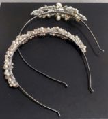 Lot of 2 x LIZA DESIGNS Silver and Pearl Tiaras, Both With Swarovski Elements - New/Unused Stock