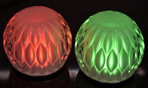 2 x Colour Changing LED Mood Light Table Lamps - Substantial Thick Glass Lights With Charging