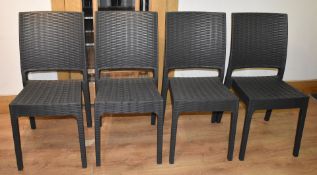 4 x Siesta 'Florida' Rattan Style Garden Chairs In Dark Grey - Suitable For Commercial or Home Use -