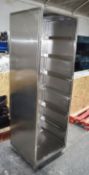 1 x Mobile Food Tray Unit With a Stainless Steel Finish and Closed Back & Sides - CL743 - Ref: