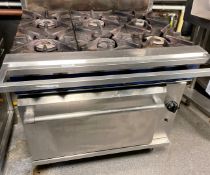 1 x Blue Seal 6 Burner Gas Range Cooker With Overhead Shelf For Salamander Grill (Not Included)