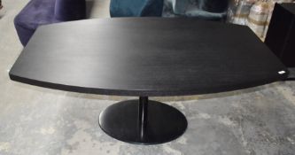 1 x Contemporary Office Boardroom Meeting Table With a Wenge Wood Finish and Boat Design