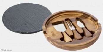1 x LYTTON HOUSE Round Cheese Board & Slate - Sealed Stock - Ref: HAS813/APR22/WH2/C1 - CL987 -