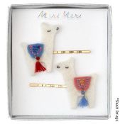 1 x Meri Meri 'Llama' Designer  Hair Slides - Unused Boxed Stock - Ref: HAS710/APR22/WH2/C1 -