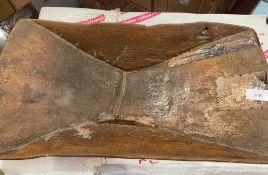 1 x Distressed Old Wooden Fruit Dish With Copper Repair Patches