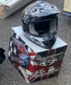1 x Wolf Sport Bike Racing Helmet - Size: Small - Colour: Black - New and Unused