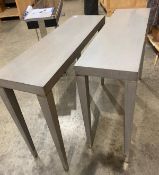 2 x Hallway Console Tables With Tapered Legs, Chrome Detail and a Striking Wood Grain Finish