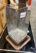 1 x Decorative Glass Vase With Silver Base