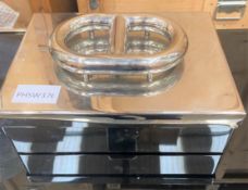 1 x Decorative Storage Box With a Fabric Interior and Silver Finish Exterior