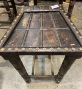 1 x Antique Tall Stool - Oak With Gold Detail - Size: 750mm Tall