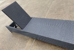 1 x Dark Rattan Single Sun Lounger With Adjustable Head Rest