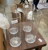 2 x Tall Round Glass Vases - Size: 150 x 400mm