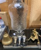 Collection of Pub Bar Items to Include Jar With Tap, Last Orders Bell, Optics & Mounted Cork Puller