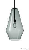 1 x RUBN 'Palazzo' Large Designer Pendant Light In Black With A Smoke Glass Shade - RRP £650.00