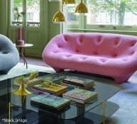 1 x LIGNE ROSET 'Ploum' French Designer 2-Metre Wide High Back Sette Sofa In Pink - RRP £4,678