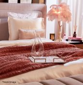1 x HARRODS OF LONDON Quilted Bedspread In A Copper Brown Tone (250cm x 260cm) - Unused Shop