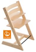 1 x STOKKE 'Tripp Trapp' High Chair In Natural Wood + Baby Set Add-on - Total Original Price £251.00
