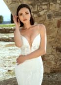 1 x Dando London 'Venezuela' Designer Floor-Length Wedding Dress With Sparkle Lace Illusion