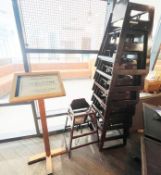 8 x Commercial Children's Wooden High Chairs and 1 x Freestanding Welcome Menu Board