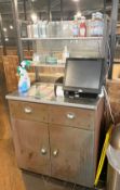 1 x Dumbwaiter With a Copper Finish, Stainless Steel Surface & Industrial Style Overhead Shelves