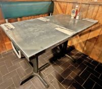 2 x Rectangular Dining Tables Featuring Cast Iron Bases and Stone Effect Top With Metal Edges 120x70